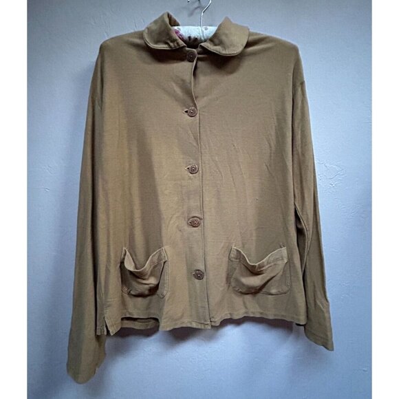 New Ecosport Womens Medium Organic Cotton Button Down Pajama Shirt Lightweight - Picture 1 of 8